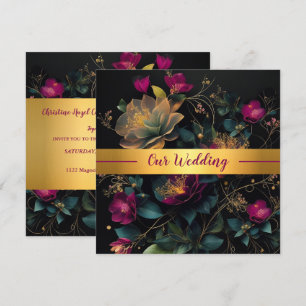 Einladung zur Hochzeit in Fuchsia und Blue Spring 