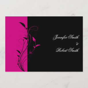 Einladung zur Hochzeit in Fuchsia und Schwarzflora