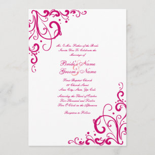 Einladung zur Hochzeit in Fuschia und Weiß