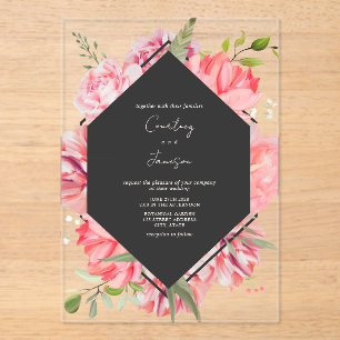 Einladung zur Hochzeit in geometrischem Rosa