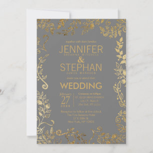 Einladung zur Hochzeit in Grau und Gold