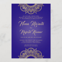 Einladung zur Hochzeit in Indien, Lila, Gold, Mand