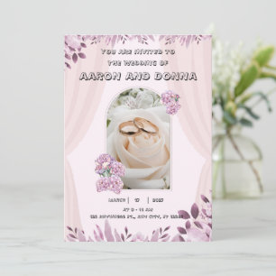 Einladung zur Hochzeit in lila rosa Farbe