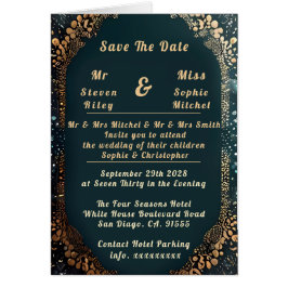 Einladung zur Hochzeit in Luxury Black and Gold Fl