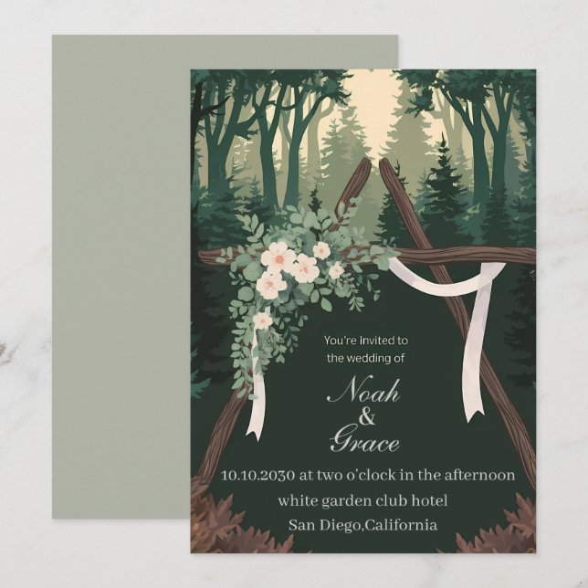 Einladung zur Hochzeit in Natur und Wald (Vorne/Hinten)