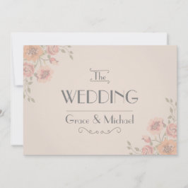 Einladung zur Hochzeit in Postkartenstil-Blume