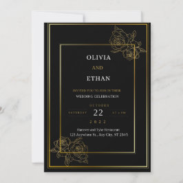 Einladung zur Hochzeit in Premium Black and Gold