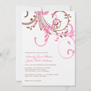 Einladung zur Hochzeit in Rosa und Braun