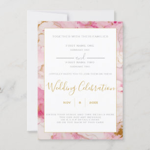 Einladung zur Hochzeit in Rosa und Gold