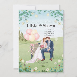 Einladung zur Hochzeit in Rosa und Grün