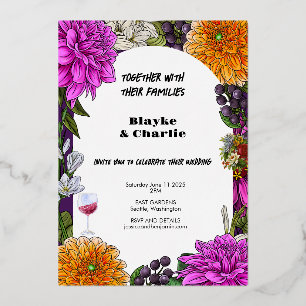 Einladung zur Hochzeit in Rosa und Orange