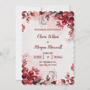 Einladung zur Hochzeit in Rosa und Rot-Flora
