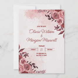 Einladung zur Hochzeit in Rosa und Rot-Flora