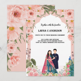 Einladung zur Hochzeit in Rosa und Weiß