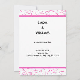 Einladung zur Hochzeit in Rosa und Weiß