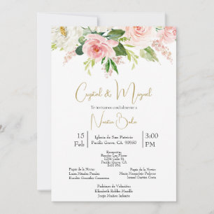 Einladung zur Hochzeit in Rosa und Weiß auf Spanis