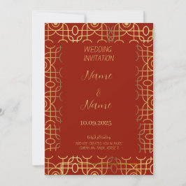 Einladung zur Hochzeit in Rot und Gold