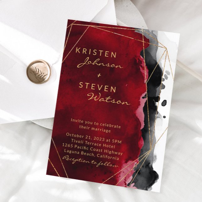 Einladung zur Hochzeit in Rot und Schwarz (Von Creator hochgeladen)