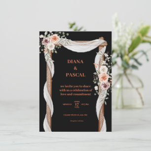 Einladung zur Hochzeit in Schwarz, Braun und Rosa