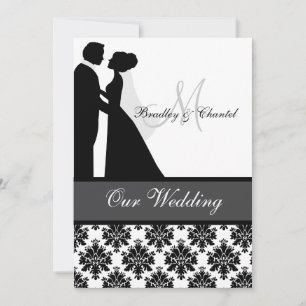 Einladung zur Hochzeit in Schwarz, Grau und Weiß