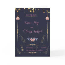 Einladung zur Hochzeit in Schwarz und Geometrie