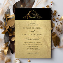 Einladung zur Hochzeit in Schwarz und Gold