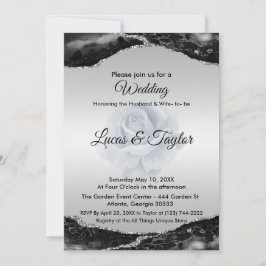 Einladung zur Hochzeit in Schwarz und Silber