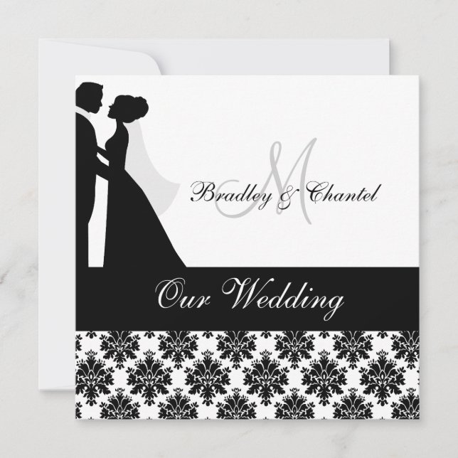 Einladung zur Hochzeit in Schwarz und Weiß (Vorderseite)