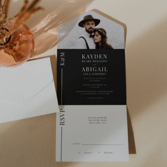 Einladung zur Hochzeit in Schwarz und Weiß (Von Creator hochgeladen)