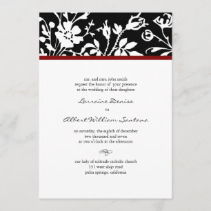 Einladung zur Hochzeit in Schwarz-Weiß-Flora
