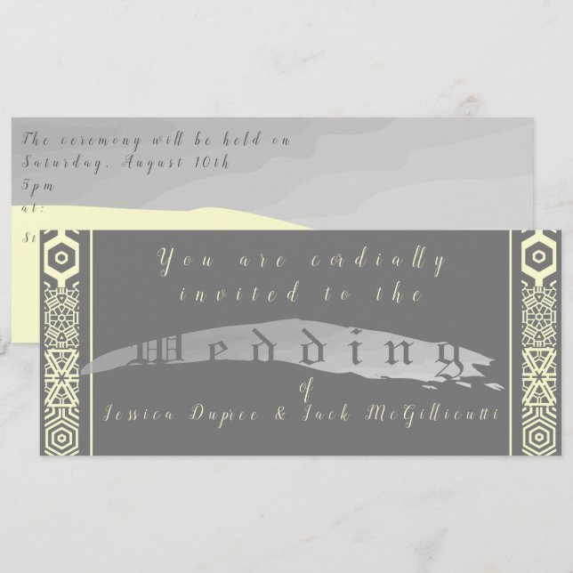 Einladung zur Hochzeit in Silvery Gray und Tile-Sc (Vorne/Hinten)