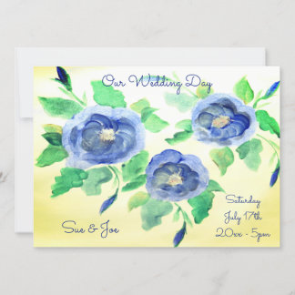 Einladung zur Hochzeit in Watercolor Blue Rose