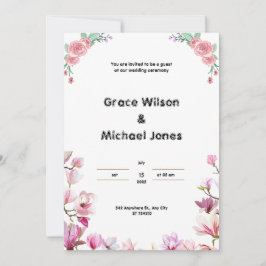 Einladung zur Hochzeit in Weiß und Rosa