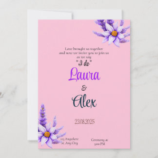Einladung zur Hochzeit lila Blume