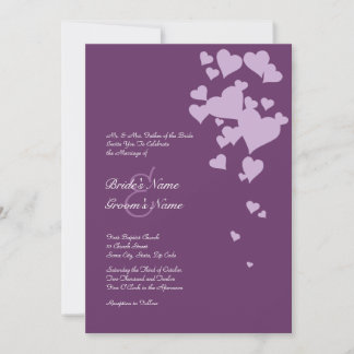 Einladung zur Hochzeit lila Herzen