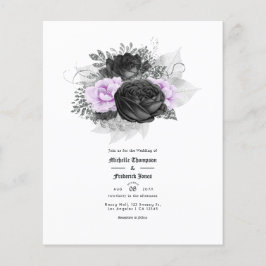 Einladung zur Hochzeit lila und schwarzer Flora Flyer