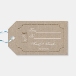 Einladung zur Hochzeit | Mason Jar Linen Geschenkanhänger