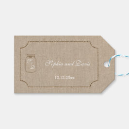 Einladung zur Hochzeit | Mason Jar Linen Geschenkanhänger
