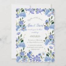 Einladung zur Hochzeit mit Blauer Flora.