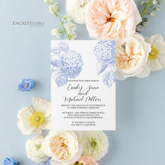 Einladung zur Hochzeit mit Blue Hydrangea