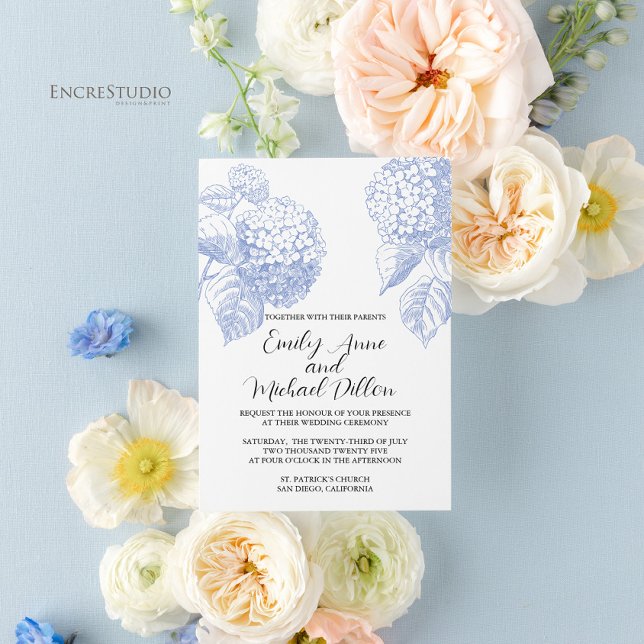 Einladung zur Hochzeit mit Blue Hydrangea (Von Creator hochgeladen)