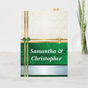 Einladung zur Hochzeit mit grünem und cremefarbene