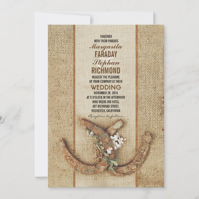 Einladung zur Hochzeit mit Hufeisen (Vorderseite)