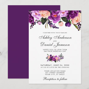 Einladung zur Hochzeit mit Lila Blütenblüte mit Ul