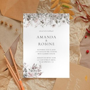 Einladung zur Hochzeit mit Minimalistischem Blumen