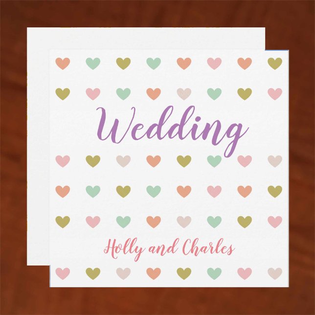 Einladung zur Hochzeit mit Pastel Hearts Pattern (Von Creator hochgeladen)