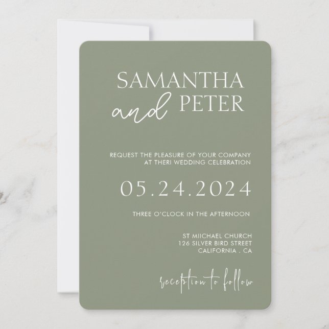 Einladung zur Hochzeit mit QR-Code, Minimale Hochz (Vorderseite)