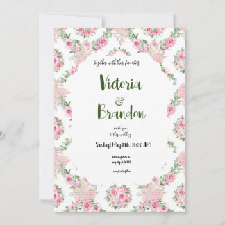 Einladung zur Hochzeit mit rosa Blume EN