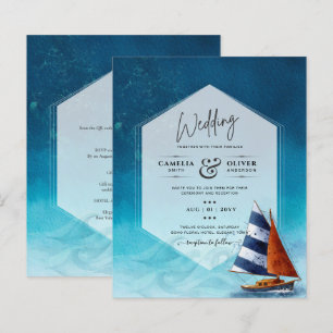 Einladung zur Hochzeit mit Segelboot