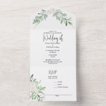 Einladung zur Hochzeit mit Wasserfarben-Blumenmoti